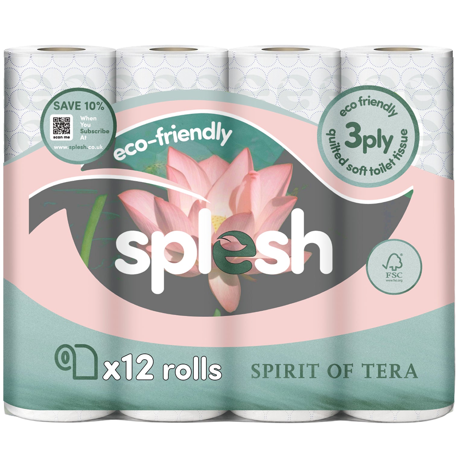 Splesh Watermelon Scented Toilet Roll 72 Pack + FREE Spirits of Tera 12 Pack