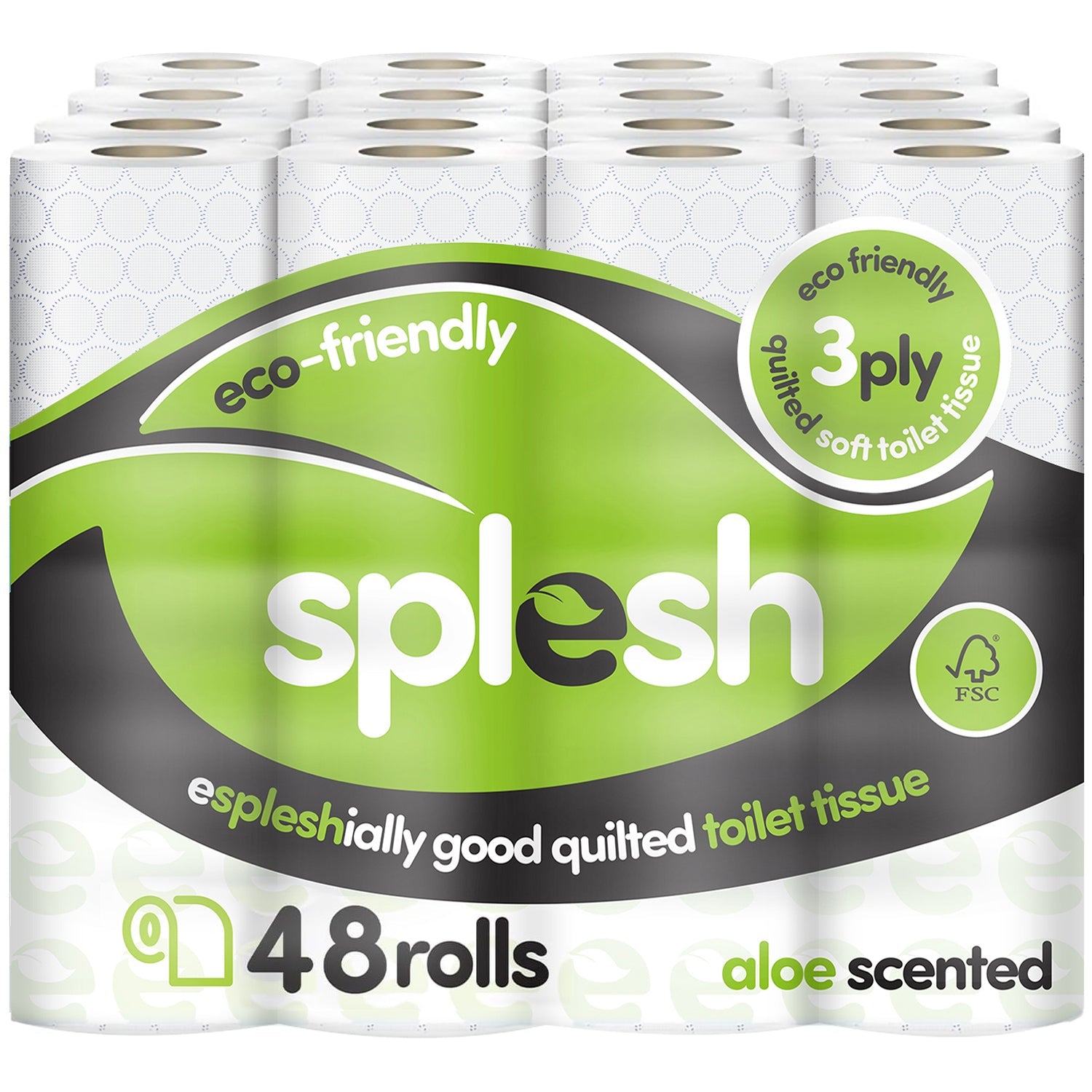Splesh Toilet Roll Soft & Quilted 3-Ply AloeVera Scented Toilet Tissue, 48 Rolls