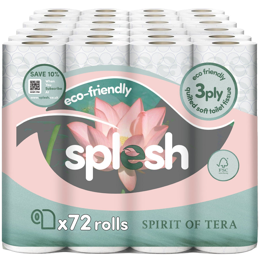 Splesh Toilet Roll, Soft & Quilted Eco-Friendly, Spirit of Tera, 72 Rolls