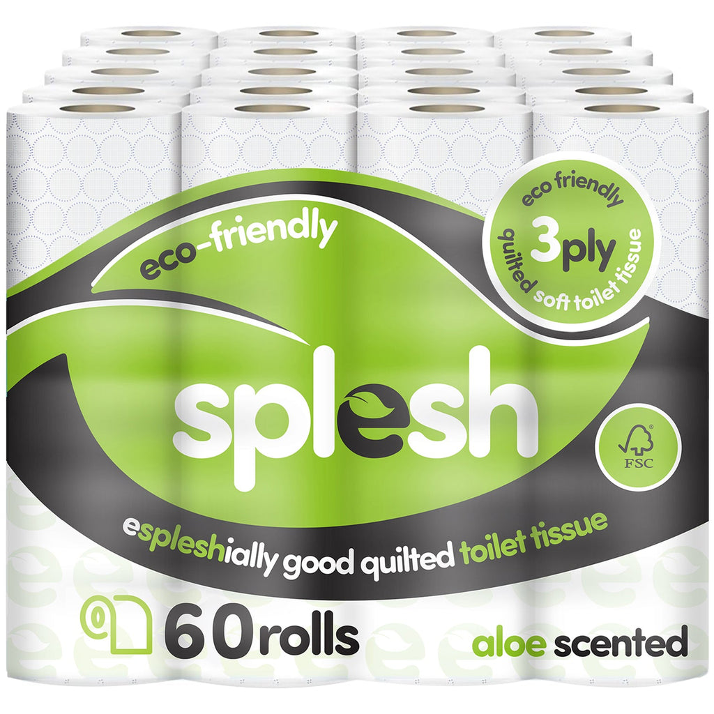 Splesh Toilet Roll Eco-Friendly, Soft & Quilted, Aloe Vera (60 Rolls)