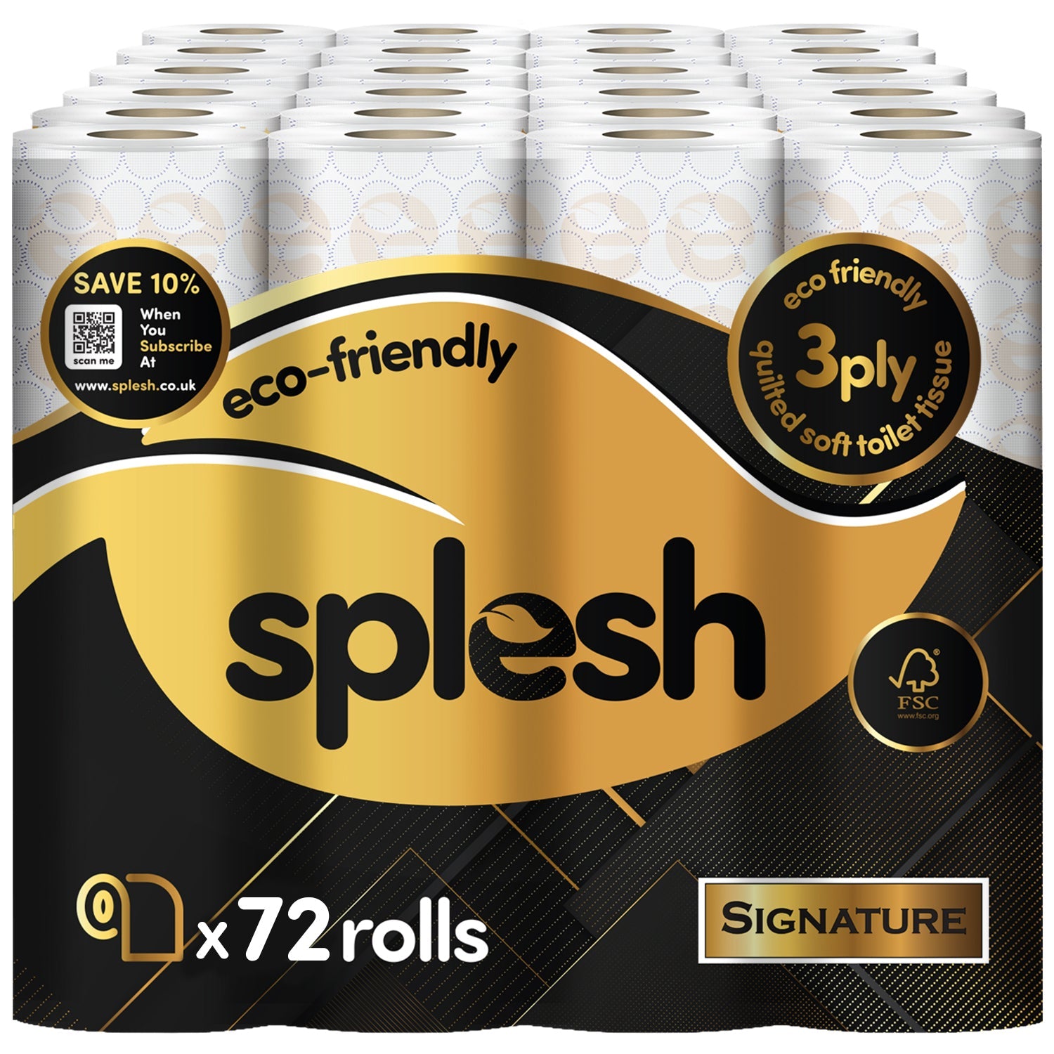 Splesh Toilet Roll, Soft & Quilted Eco-Friendly, Signature, 72 Rolls