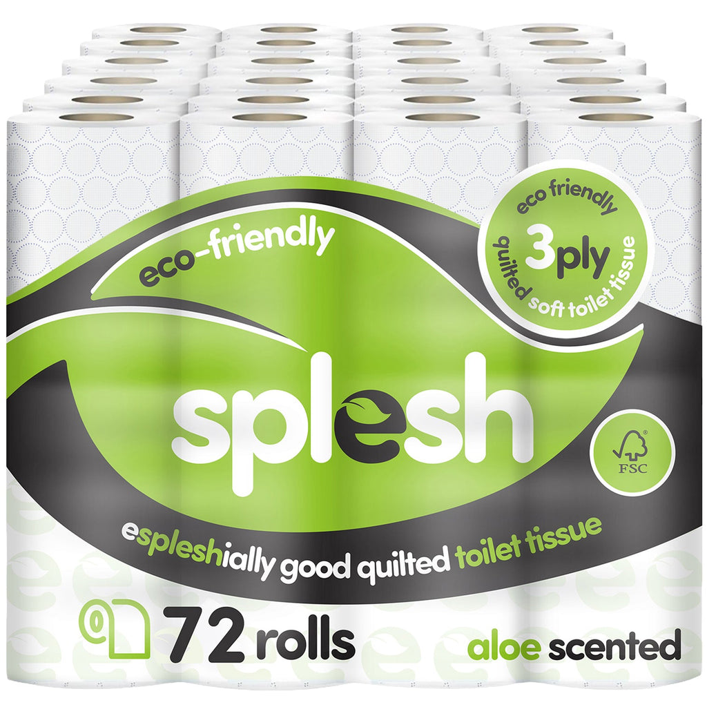 Splesh Toilet Roll Eco-Friendly, Soft & Quilted, Aloe Vera (72 Rolls)