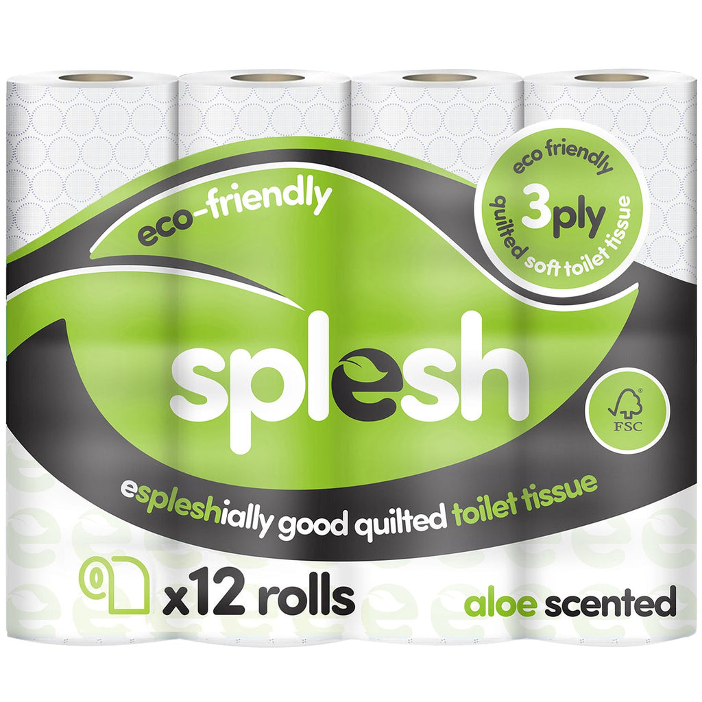 Splesh Toilet Roll Soft & Quilted 3-Ply AloeVera Scented Toilet Tissue, 12 Rolls