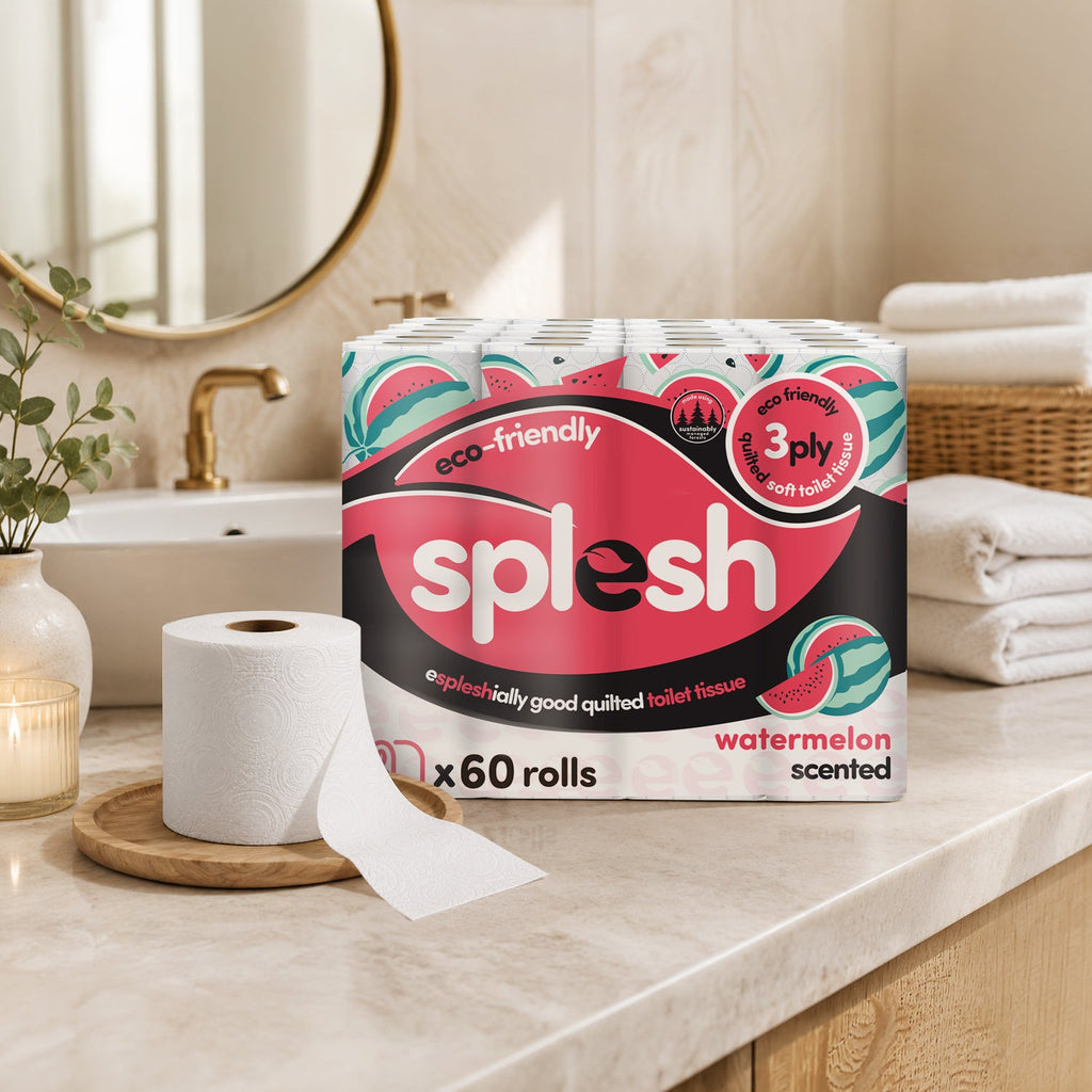 Splesh Quilted Toilet Roll Luxury Watermelon 3-Ply Soft Toilet Paper, 60 Rolls