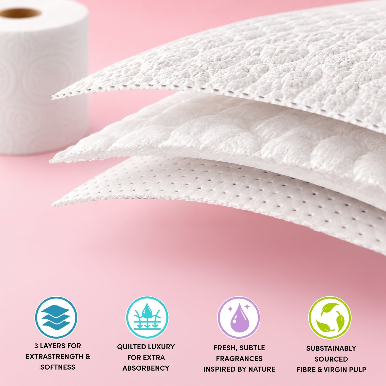 Splesh Quilted Toilet Roll Luxury Vanilla & Marshmallow 3-Ply Soft Toilet Paper, 36 Rolls