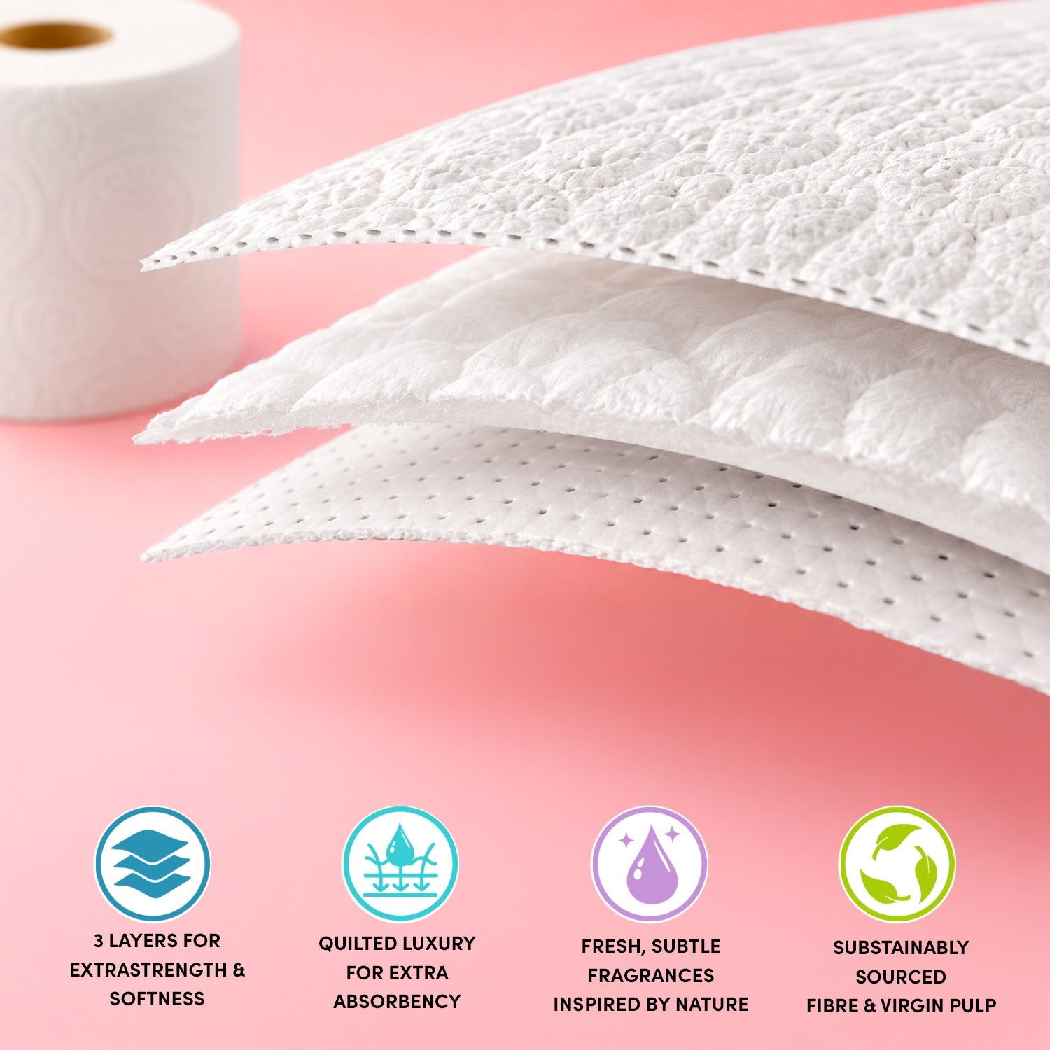 Splesh Quilted Toilet Roll Luxury Watermelon 3-Ply Soft Toilet Paper, 36 Rolls