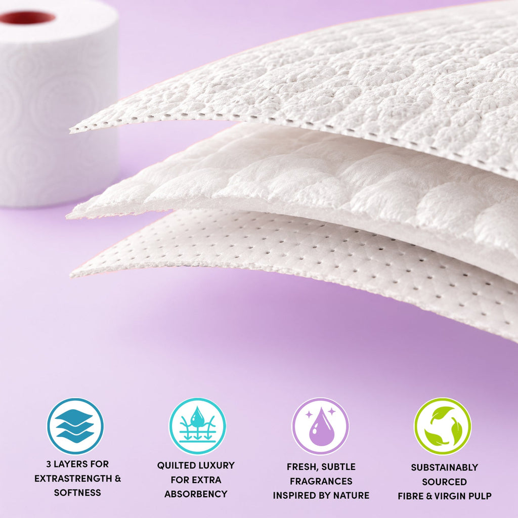 Splesh Toilet Roll, Soft & Quilted Eco-Friendly Lavender, 60 Rolls