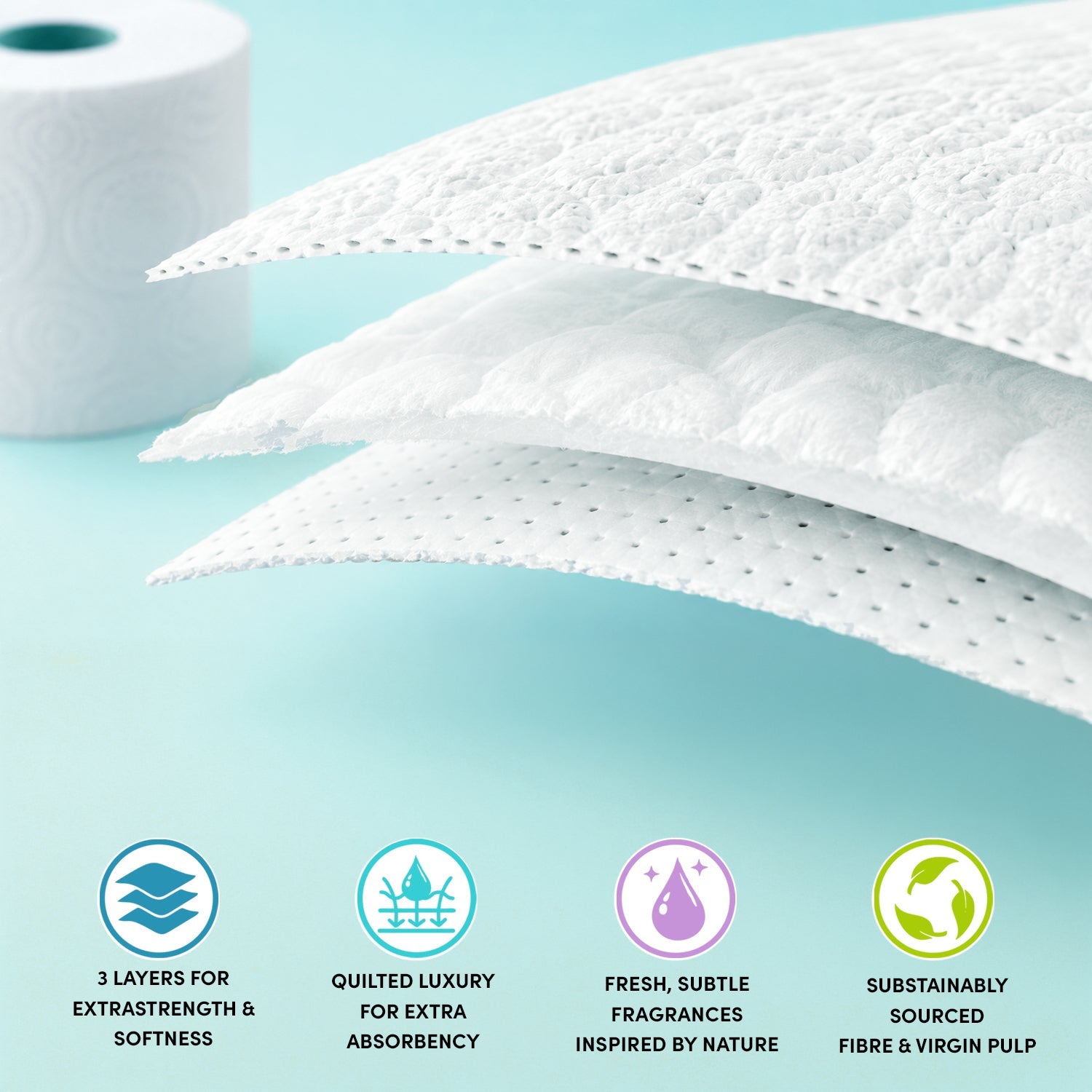 Splesh Toilet Roll Soft & Quilted 3-Ply Original White Toilet Tissue, 24 Rolls