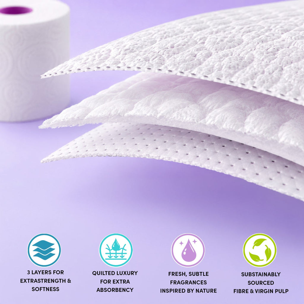 Splesh Quilted Luna Bloom 3-Ply Luxury Scented Toilet Tissue Paper, 12 Rolls