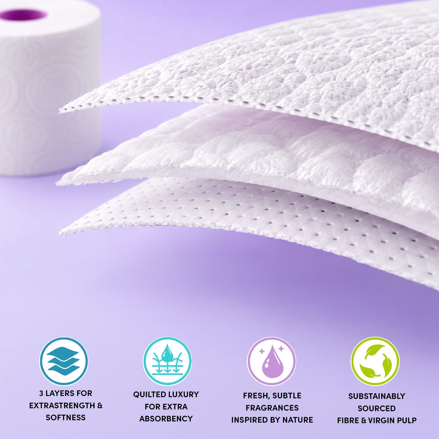 Splesh Quilted Luna Bloom 3-Ply Luxury Scented Toilet Tissue Paper, 24 Rolls