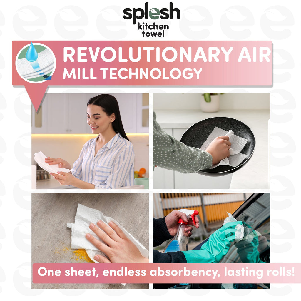 Splesh Kitchen Towel, 3 Ply Ultra Absorbent XL Roll, Spirit of Tera, 18 Rolls