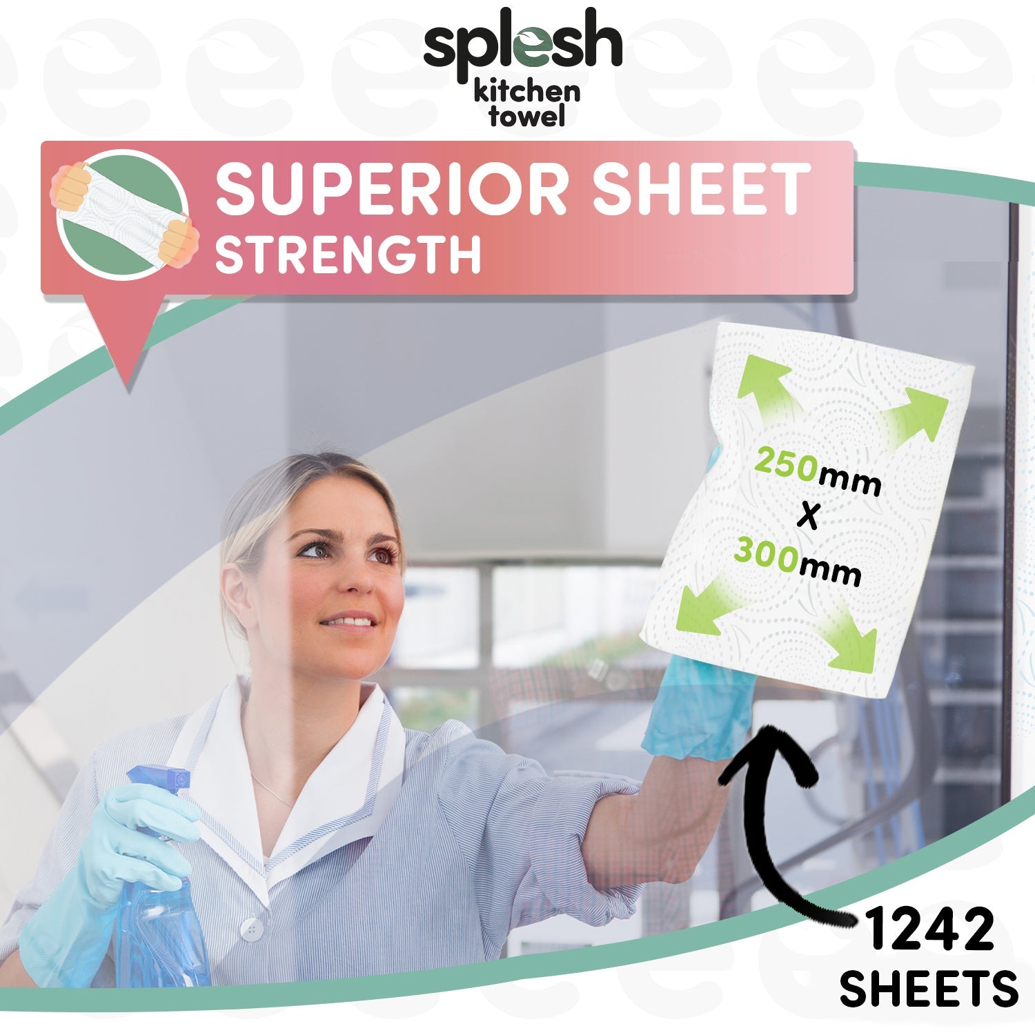 Splesh Kitchen Towel, 3 Ply Ultra Absorbent XL Roll, Spirit of Tera, 18 Rolls