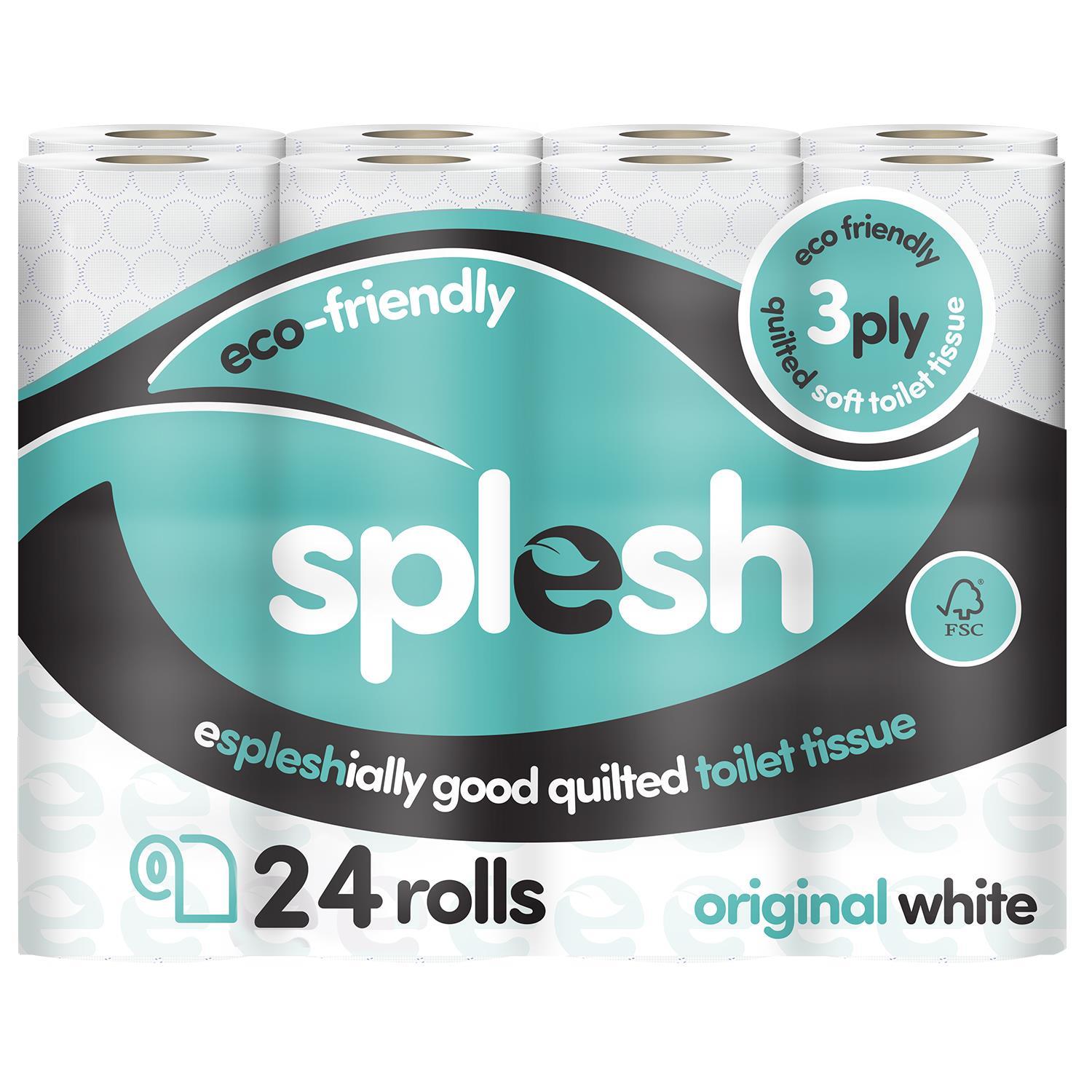 Splesh Toilet Roll Quilted White 24 Rolls, Culina Kitchen Towel 6 Rolls, Ultra Soft Tissues 2 Boxes with 3in1 Dishwasher Tablets,150W