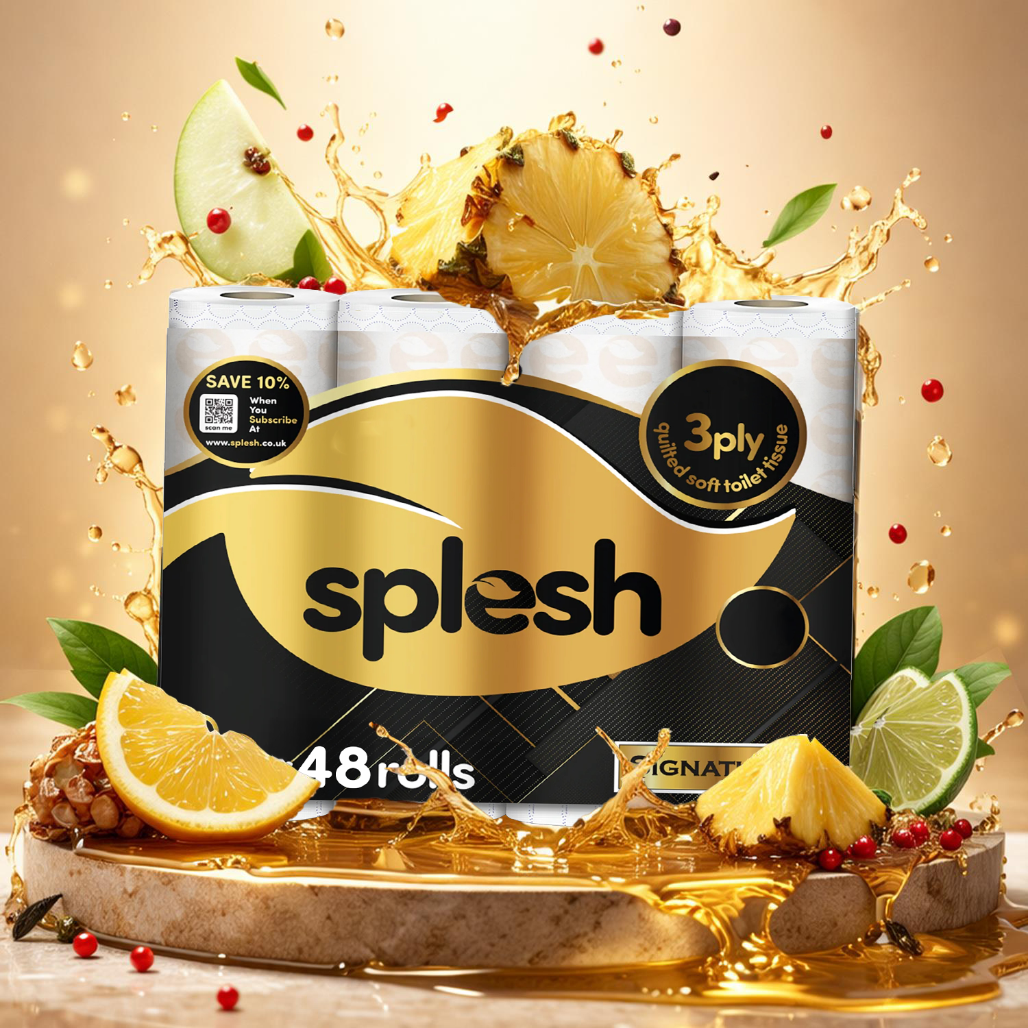 Splesh Toilet Roll Signature Scented 48 Rolls|Quilted 3-Ply Soft Toilet Paper