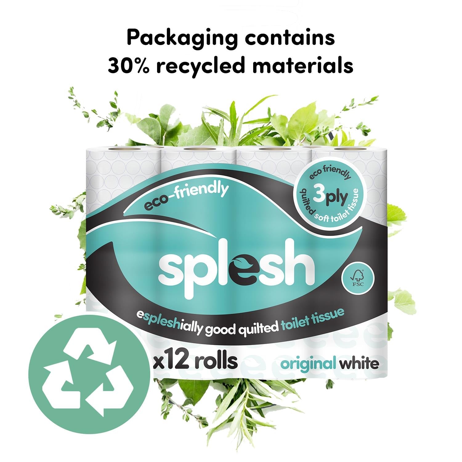 Splesh Soft & Quilted White, Lavender Aloe Vera or Lemon Toilet Tissue, 12 Rolls