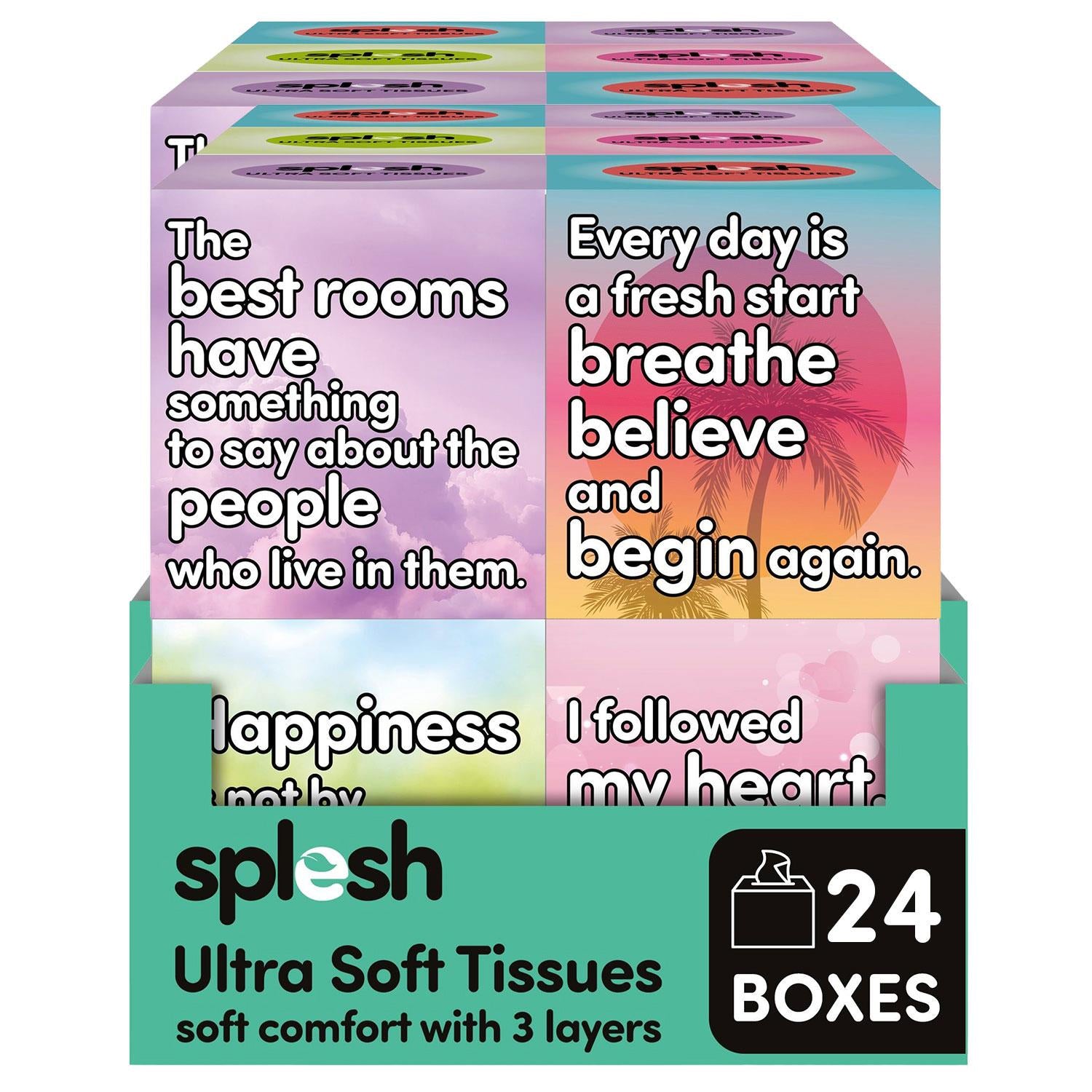 Splesh Ultra Soft Tissues, 24 Cube Boxes (1,296 Total) Bulk Pack