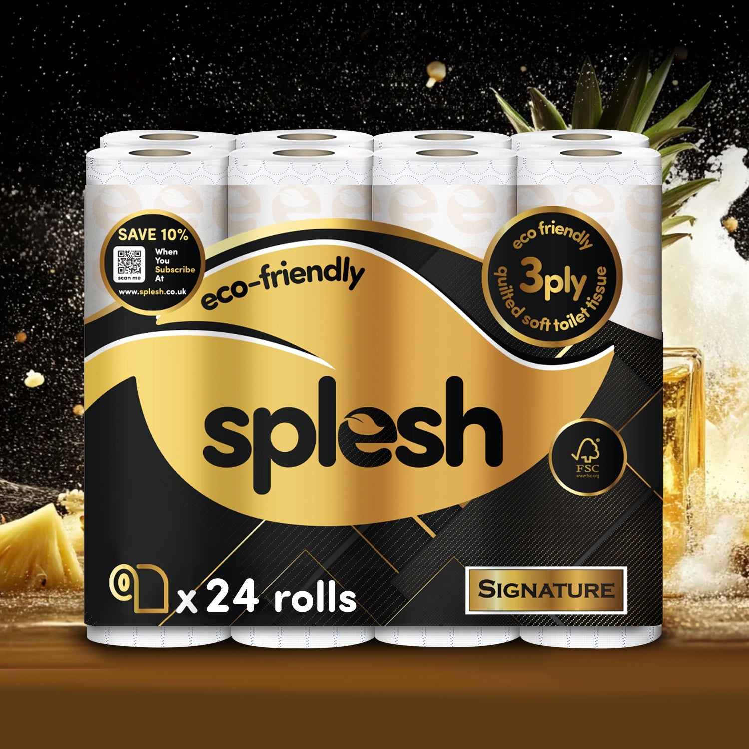 Splesh Toilet Roll Signature Scented 24 Rolls|Quilted 3-Ply Soft Toilet Paper