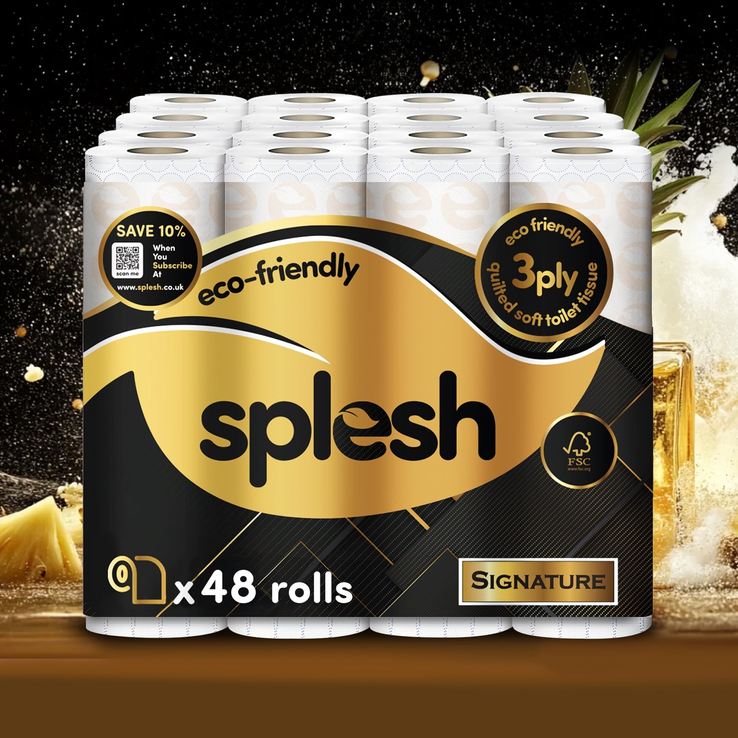 Splesh Toilet Roll Signature Scented 48 Rolls|Quilted 3-Ply Soft Toilet Paper