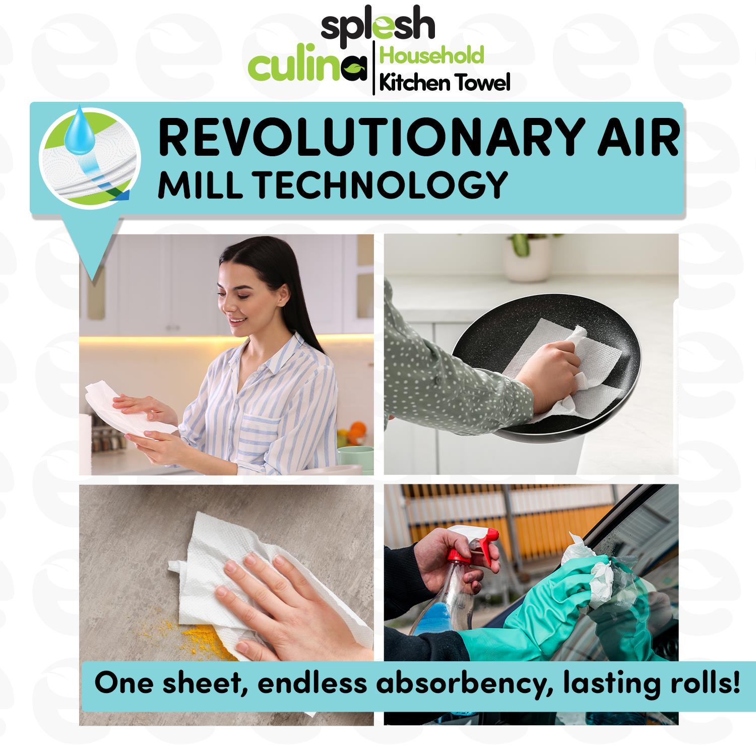 Splesh Toilet Roll Quilted White 60 Rolls with Culina Kitchen Towel 18 Rolls