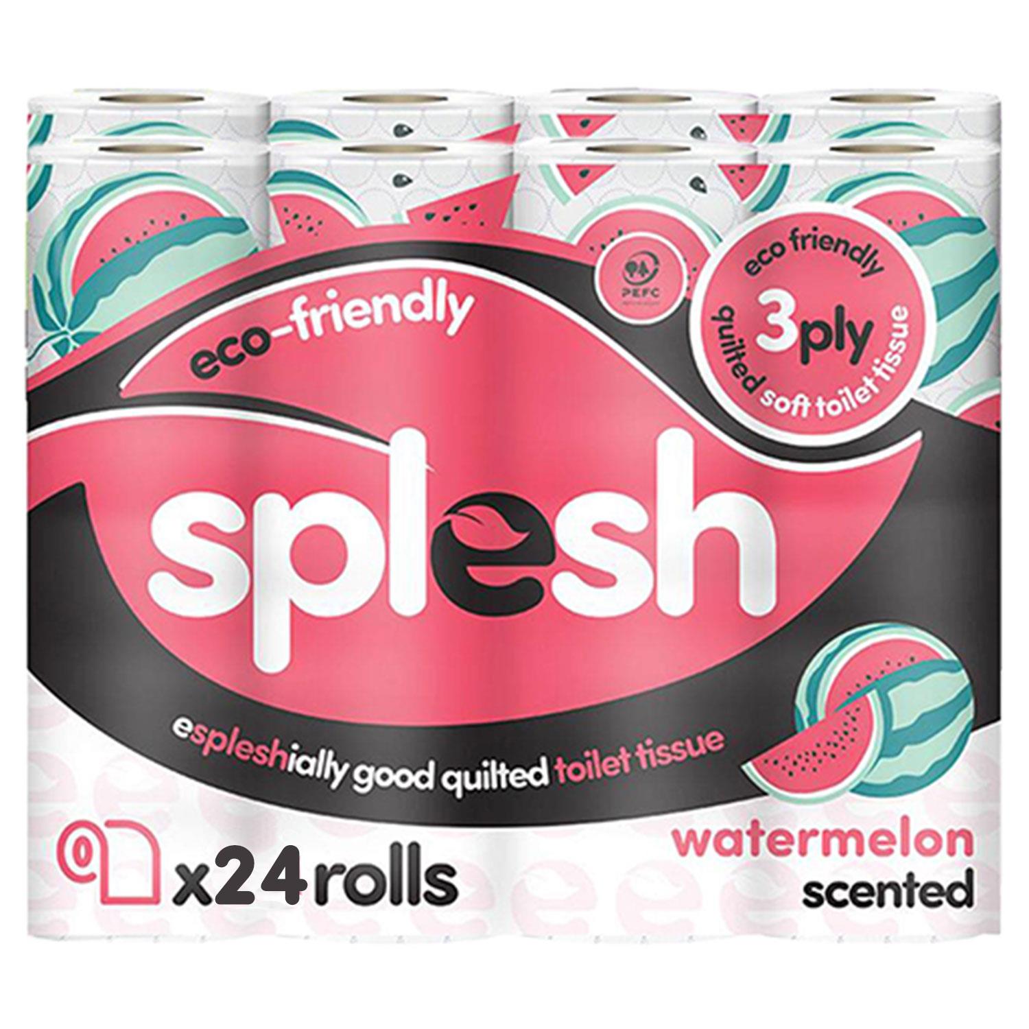 Splesh Quilted Toilet Roll Luxury Watermelon 3-Ply Soft Toilet Paper, 24 Rolls