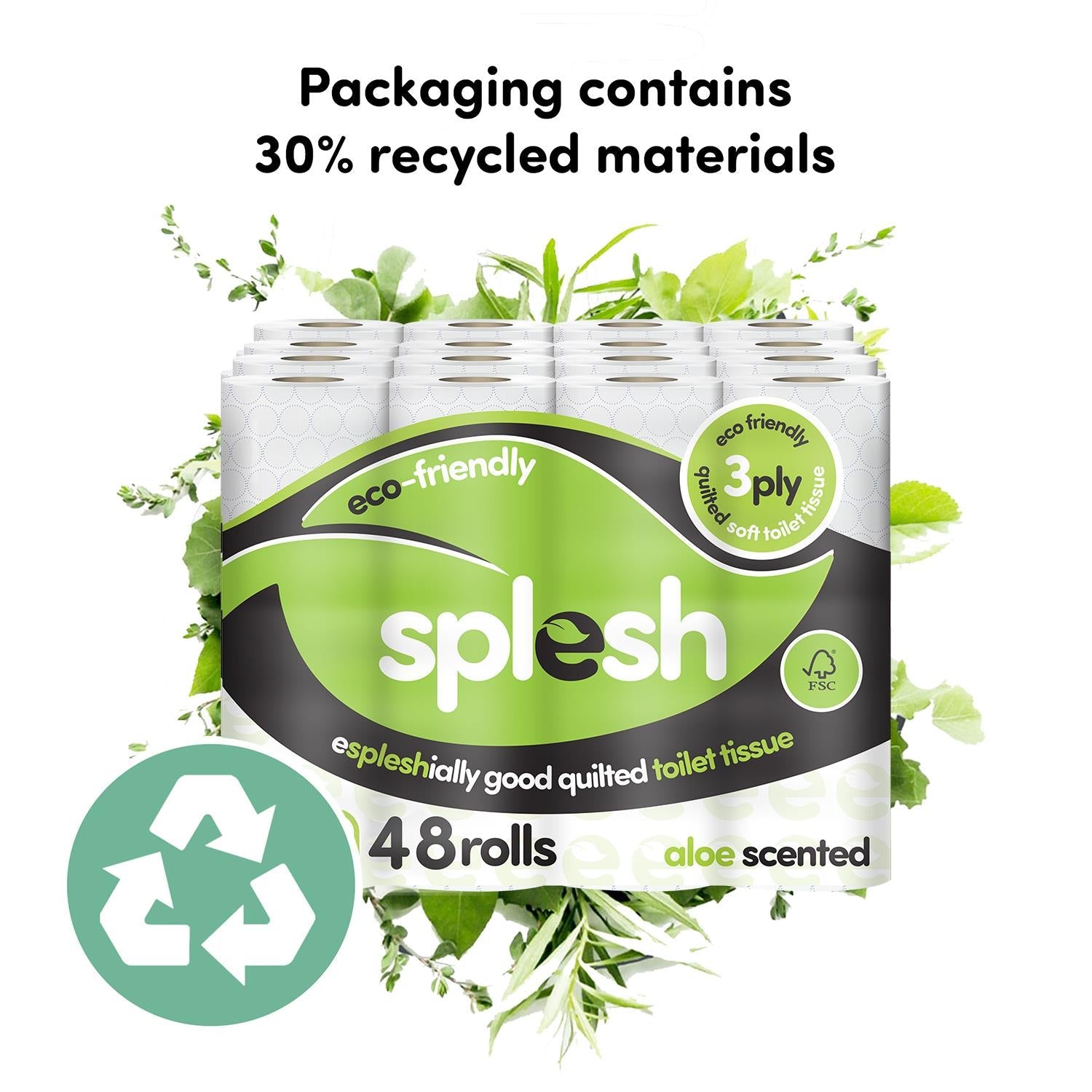 Splesh Soft & Quilted White, Lavender Aloe Vera or Lemon Toilet Tissue 48 Rolls