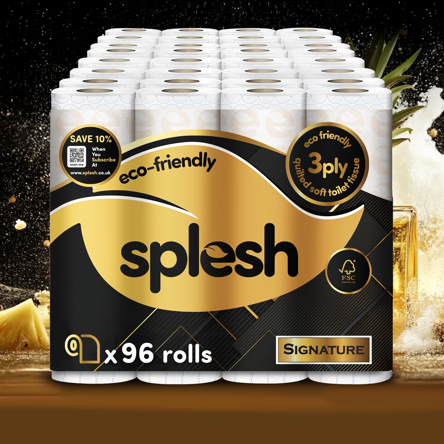 Splesh Toilet Roll Signature Scented 96 Rolls|Quilted 3-Ply Soft Toilet Paper