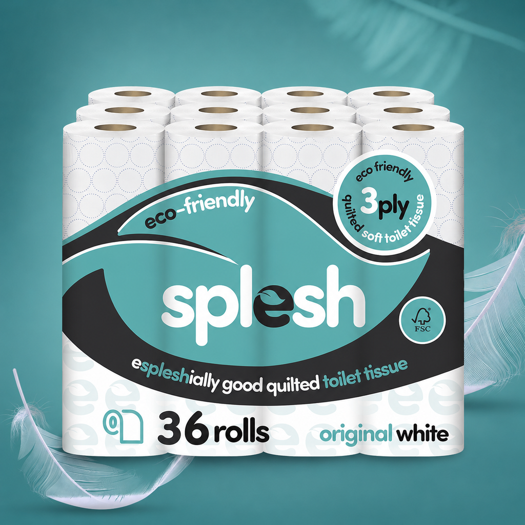 Splesh Toilet Roll, Soft & Quilted Eco-Friendly, White, 36 Rolls