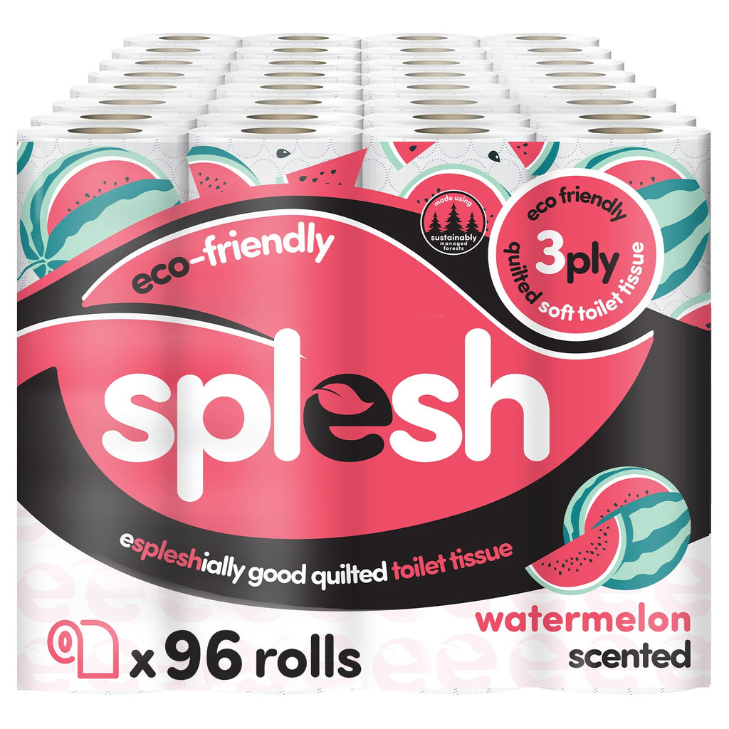 Splesh Quilted Toilet Roll Luxury Watermelon 3-Ply Soft Toilet Paper, 96 Rolls