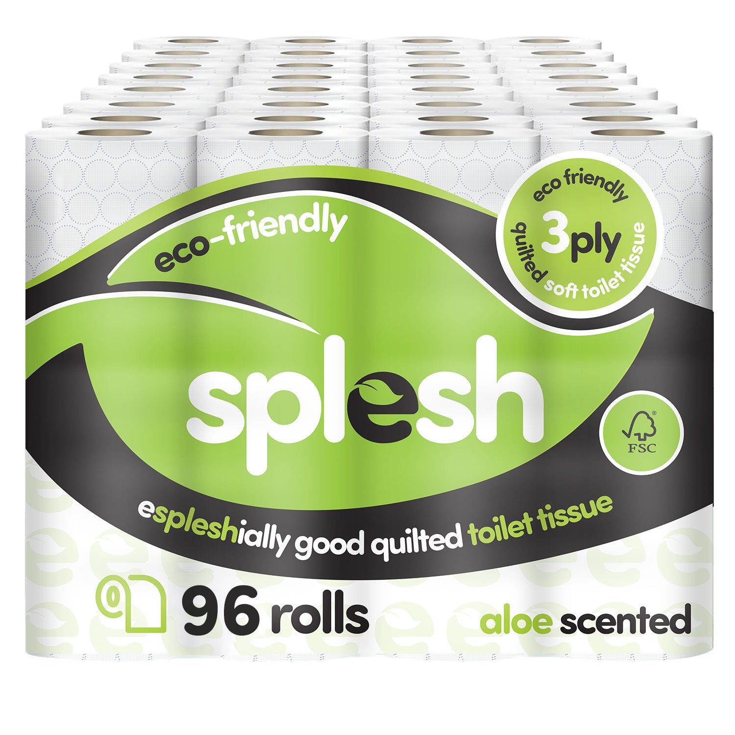 Splesh Toilet Roll Eco-Friendly, Soft & Quilted, Aloe Vera 96 Rolls