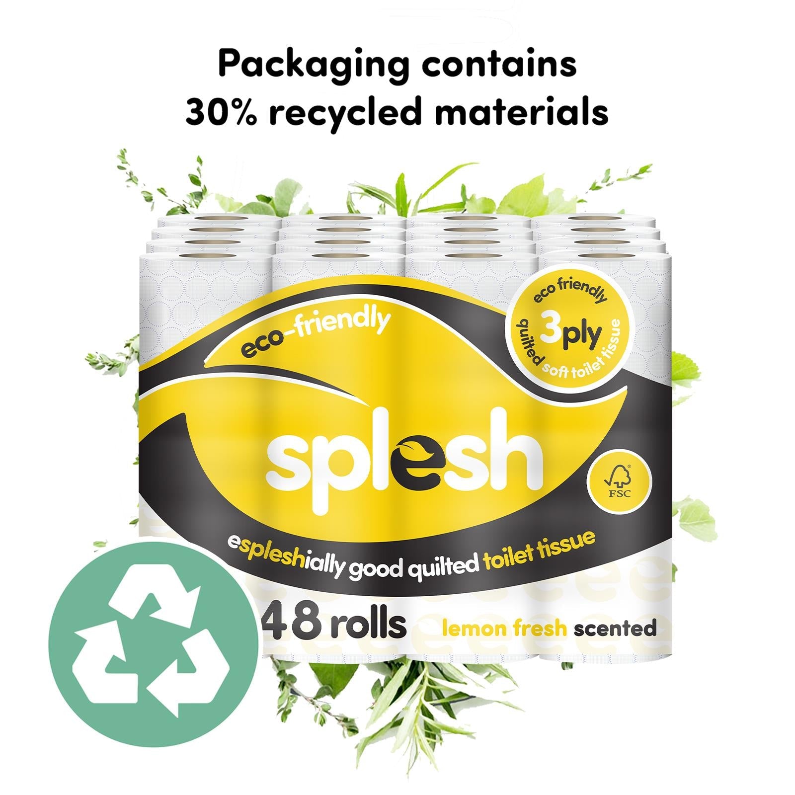 Splesh Soft & Quilted White, Lavender Aloe Vera or Lemon Toilet Tissue 48 Rolls