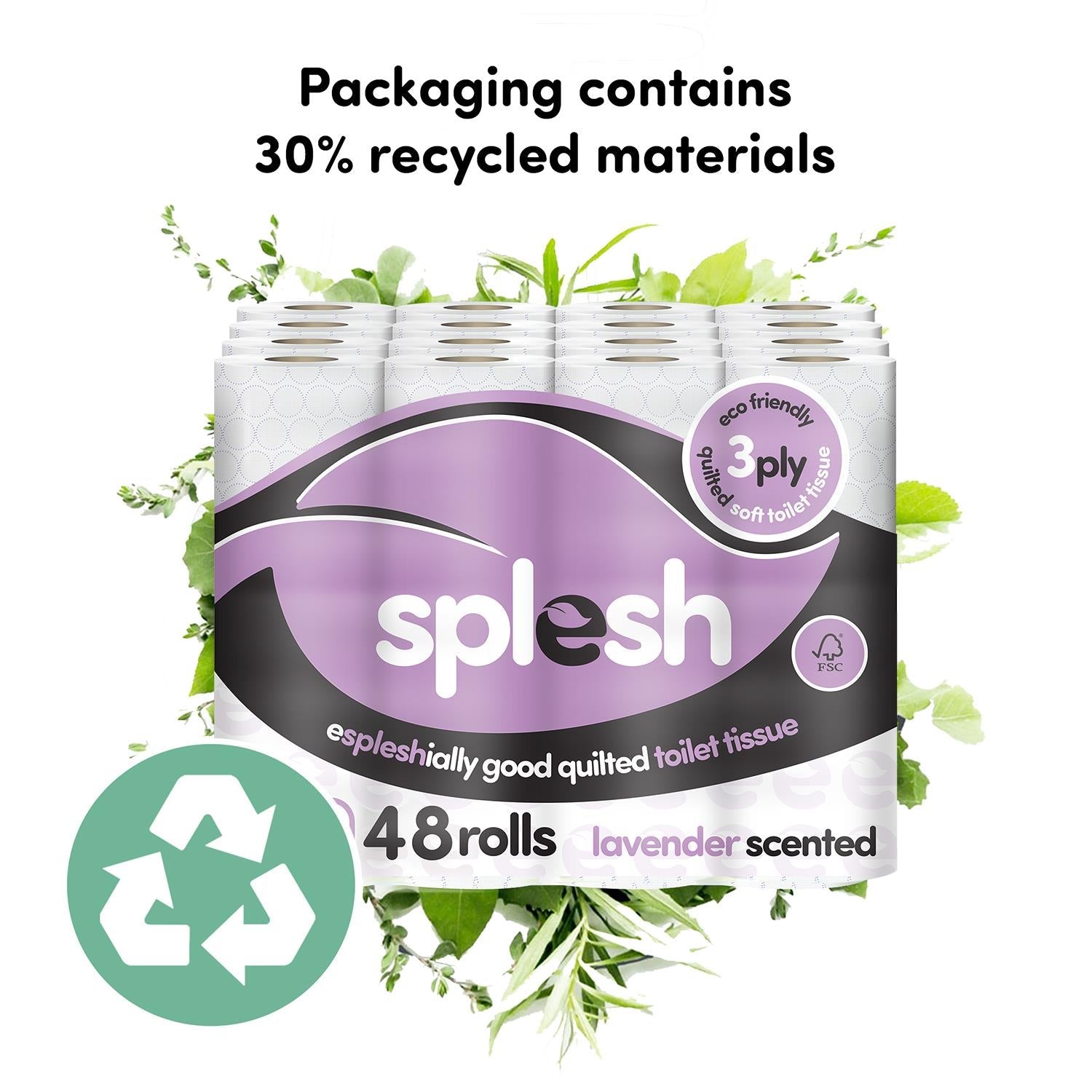Splesh Soft & Quilted White, Lavender Aloe Vera or Lemon Toilet Tissue 48 Rolls