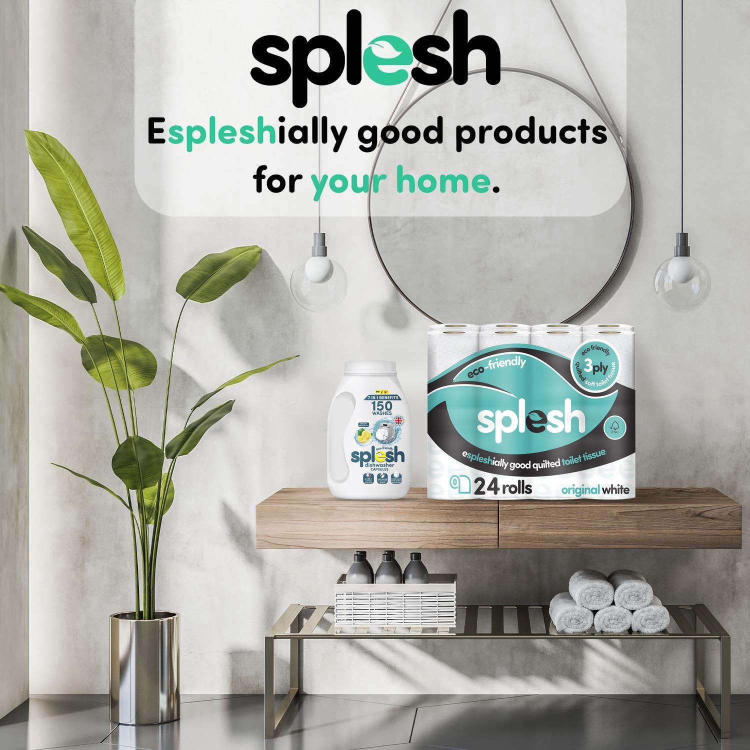 Splesh Toilet Paper Original White 3Ply 24 Rolls w/ 3in1 Dishwasher Tablets 150W