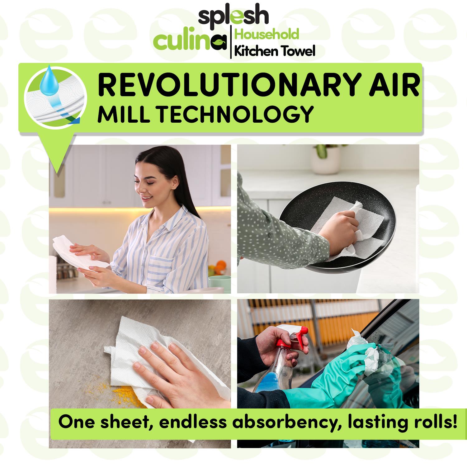 Splesh Culina XL Kitchen Towel 3 Ply 6 Rolls with 3in1 Laundry Capsules 140W