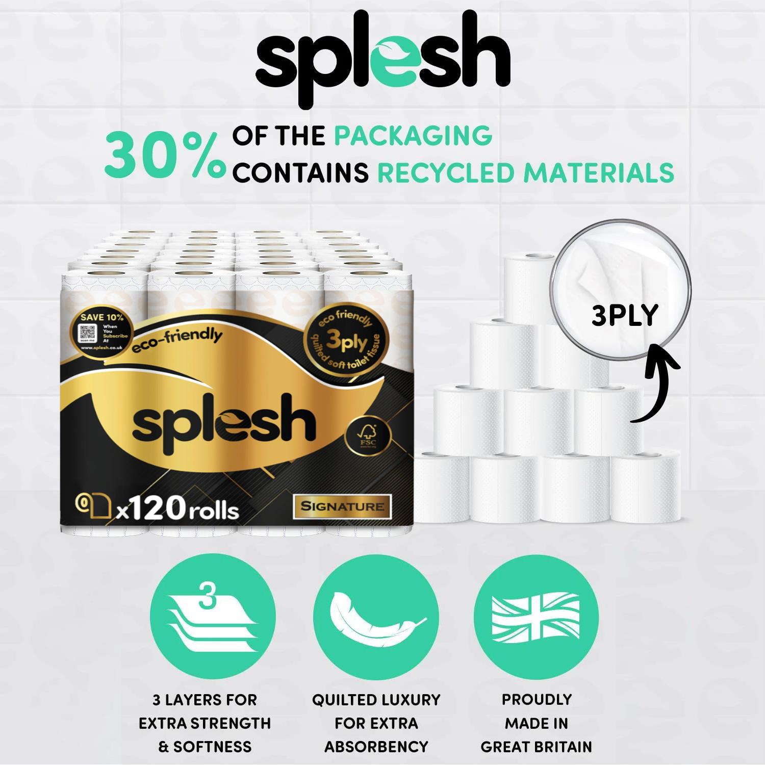 Splesh Toilet Roll Signature Scented 120 Rolls|Quilted 3-Ply Soft Toilet Paper
