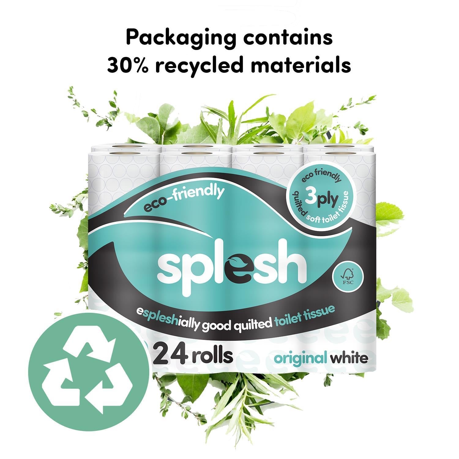 Splesh Toilet Roll Quilted White 24 Rolls, Culina Kitchen Towel 6 Rolls, Ultra Soft Tissues 2 Boxes with 3in1 Dishwasher Tablets,150W
