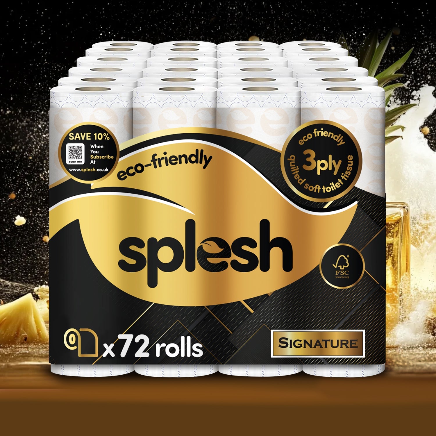 Splesh Toilet Roll, Soft & Quilted Eco-Friendly, Signature, 72 Rolls