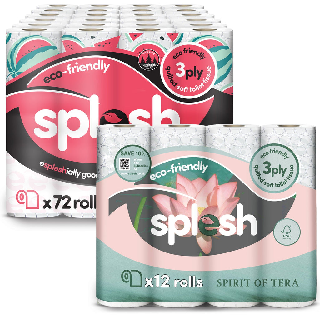 Splesh Watermelon Scented Toilet Roll 72 Pack + FREE Spirits of Tera 12 Pack